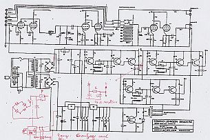 Schema modif PV9A Insérer en sortie de transfo le 500V alternatif les contacts relais de la tempo alimentés par la tension filament Ouvrir sortie premier ballast, insérer...