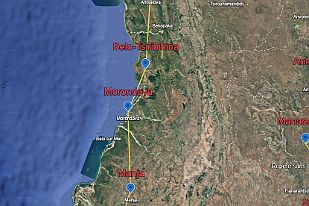 0madaMap04 Une explication nécessaire : Nous reviendrons à Tuléar 2 fois. Après un aller-retour ç Isalo et un autre des Tsingy.