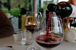 DSCF9961 La sommelière nous conseille deux vins. Un syrah-Mourvedre pour l'agneau et un Cabernet-Merlot (Bx côte de Bourg) pour le Mulet