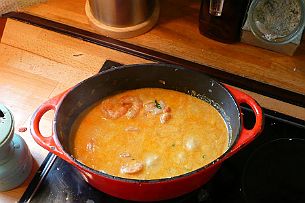 Crevettes_Thai_009 Couvrez du lait de coco mixé et laissez cuire doucement. Bon'AP