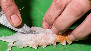A.Crozato - 02 - Timbale langoustine 004 Incision pour prélever le boyau